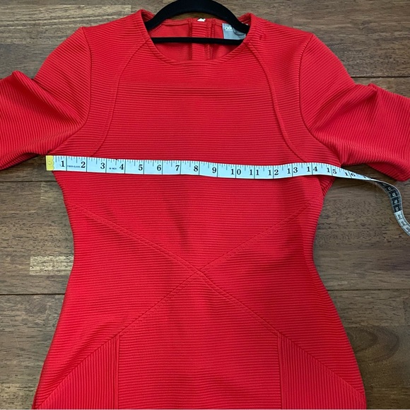 ASOS Red Seamed Structure Rib Bodycon Dress 6 - Picture 4 of 11